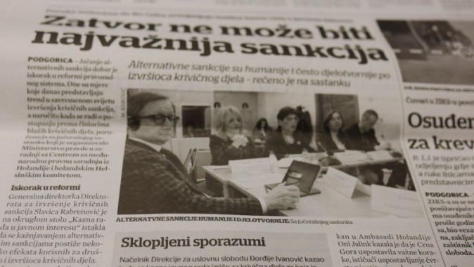 Pobijeda newspaper reports on working meeting - courtesy of Leo Tigges